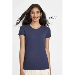 T Shirt Women S Round Neck Jersey 95% Semi Combed Ring Spun Cotton And 5% Elastane MILLENIUM