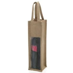 Wine Bag Made From Jute With Transparent Window Holden