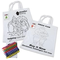 Colouring Short Handle Cotton Bag & Crayons
