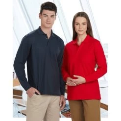 Adults 240gsm Poly/Cotton Pique L/S Polo